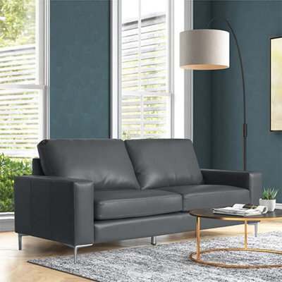 Furniture in Fashion Baltic Faux Leather 3 Seater Sofa In Dark Grey - image 1