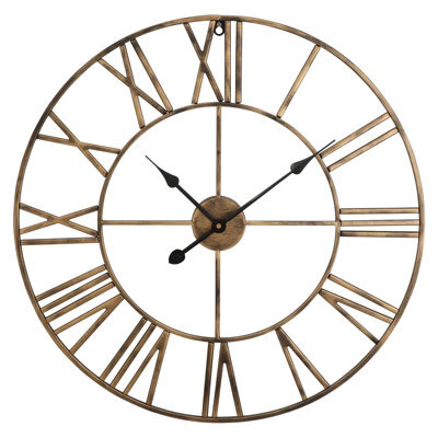 Crystals 60Cm Large Metal Outdoor Garden Wall Clock Giant Open Face Design With Roman Numerals - image 1