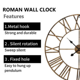 Crystals 60Cm Large Metal Outdoor Garden Wall Clock Giant Open Face Design With Roman Numerals - thumbnail 5