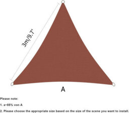 Red 3X3X3M Triangular Shade Sail 95% Uv Protection - thumbnail 1