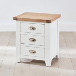 The Furniture Market Cheshire White 3-Drawer Bedside Table Premium White Painted Nightstand With Limed Oak Top Large Storage Drawers Classic & Modern - thumbnail 5