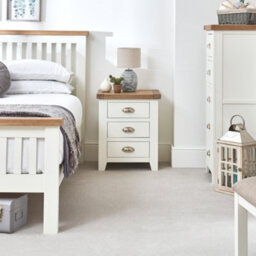 The Furniture Market Cheshire White 3-Drawer Bedside Table Premium White Painted Nightstand With Limed Oak Top Large Storage Drawers Classic & Modern - thumbnail 4