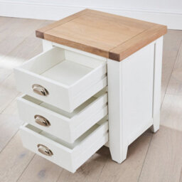 The Furniture Market Cheshire White 3-Drawer Bedside Table Premium White Painted Nightstand With Limed Oak Top Large Storage Drawers Classic & Modern - thumbnail 6