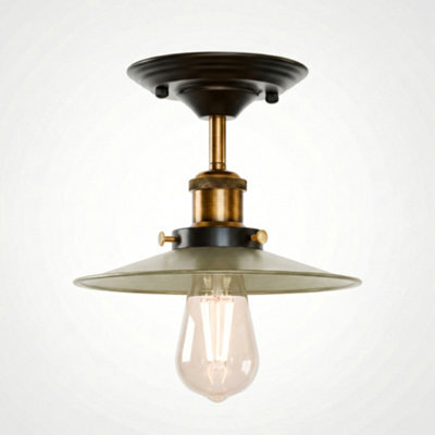 Modern Flush Mount Ceiling Lamp 22Cm Shade E27 Light Fitting For Bed Room, Kitchen, Living Room And Dining Room Green Brass - image 1