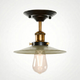 Industrial Semi Flush Light Fitting Metal 22Cm Lampshade E27 Ceiling Lighting Fixture For Indoor Kitchen Green Brass
