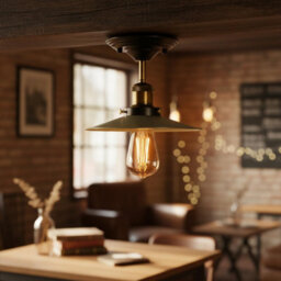 Modern Flush Mount Ceiling Lamp 22Cm Shade E27 Light Fitting For Bed Room, Kitchen, Living Room And Dining Room Green Brass - thumbnail 2