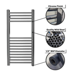 Lux Heat Chrome Ladder Towel Radiator 800mm (H) X 500mm (W) - thumbnail 5