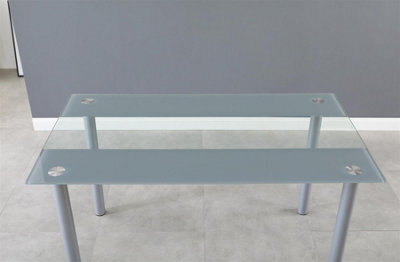 Kosy Koala Glass Grey Dining Table Rectangle Dining Table Dining Room Kitchen Furniture - image 1