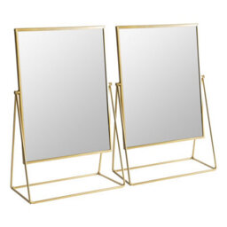 Harbour Housewares 2X Metallic Vanity Mirrors - 50 X 32Cm Gold Adjustable Tilt Dressing Table Mirror Sleek Modern Makeup Mirror - thumbnail 1