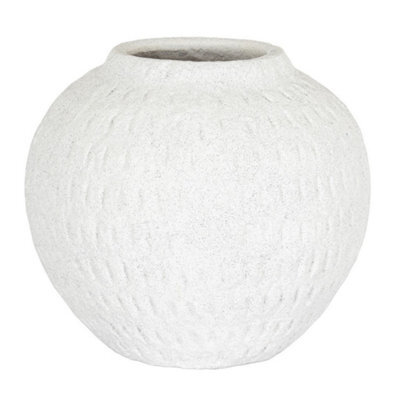 Hill Interiors Ashen Medium Round Vase - Ceramic - L19 X W19 X H16 Cm - White - image 1