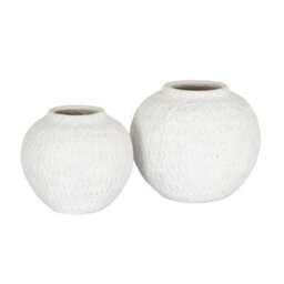 Hill Interiors Ashen Medium Round Vase - Ceramic - L19 X W19 X H16 Cm - White - thumbnail 2