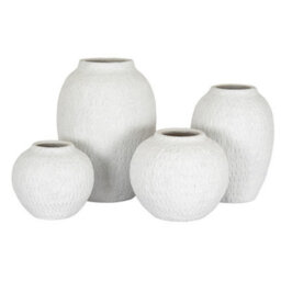 Hill Interiors Ashen Medium Round Vase - Ceramic - L19 X W19 X H16 Cm - White - thumbnail 3