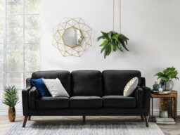 Beliani Sofa 3 Seater Lokka Velvet Black - thumbnail 2