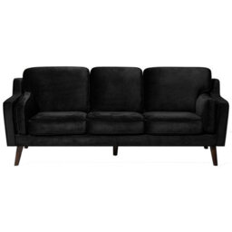 Beliani Sofa 3 Seater Lokka Velvet Black - thumbnail 1