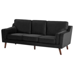 Beliani Sofa 3 Seater Lokka Velvet Black - thumbnail 4