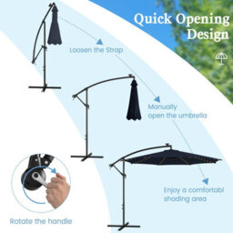 Costway 3 M Patio Solar-Lighted 112 Led Cantilever Offset Umbrella W/ Crank Tilt - thumbnail 9