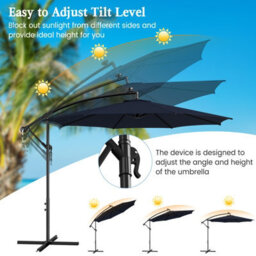 Costway 3 M Patio Solar-Lighted 112 Led Cantilever Offset Umbrella W/ Crank Tilt - thumbnail 8