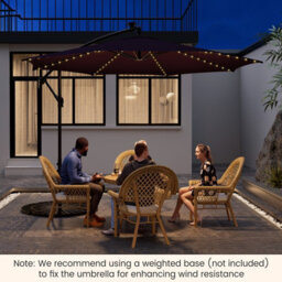 Costway 3 M Patio Solar-Lighted 112 Led Cantilever Offset Umbrella W/ Crank Tilt - thumbnail 5