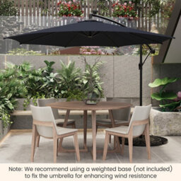 Costway 3 M Patio Solar-Lighted 112 Led Cantilever Offset Umbrella W/ Crank Tilt - thumbnail 4