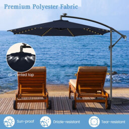 Costway 3 M Patio Solar-Lighted 112 Led Cantilever Offset Umbrella W/ Crank Tilt - thumbnail 6