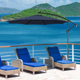 Costway 3 M Patio Solar-Lighted 112 Led Cantilever Offset Umbrella W/ Crank Tilt - thumbnail 1