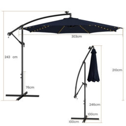 Costway 3 M Patio Solar-Lighted 112 Led Cantilever Offset Umbrella W/ Crank Tilt - thumbnail 3