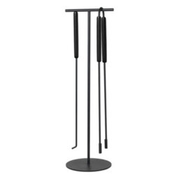 Blomus Ashi 3 Piece Steel Fireplace Tool Set With Oak Handle - Black
