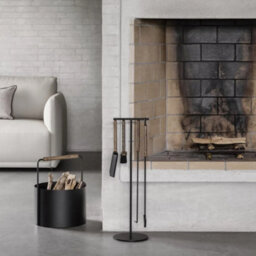 Blomus Ashi 3 Piece Steel Fireplace Tool Set With Oak Handle - Black - thumbnail 3