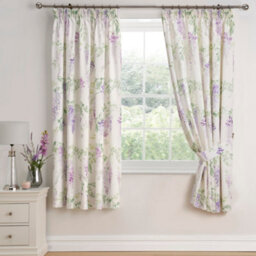 Dreams & Drapes Wisteria Pair Of Pencil Pleat Curtains With Tie-Backs - thumbnail 1
