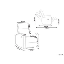 Beliani Recliner Chair Verdal With Footrest Velvet Taupe - thumbnail 3