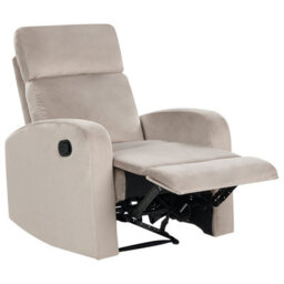 Beliani Recliner Chair Verdal With Footrest Velvet Taupe - thumbnail 5