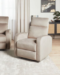 Beliani Recliner Chair Verdal With Footrest Velvet Taupe - thumbnail 2