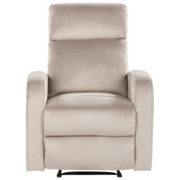 Beliani Recliner Chair Verdal With Footrest Velvet Taupe - thumbnail 4