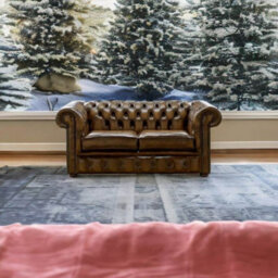 Chesterfield 2 Seater Antique Gold Real Leather Sofa Settee Bespoke In Classic Style - thumbnail 4