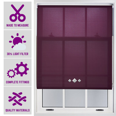 FURNISHED Roller Blind With Triple Diamond Eyelet - Made To Measure Aubergine Roller Blind (W)180Cm X (L)210Cm - image 1