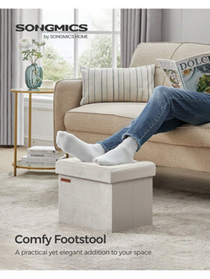 LEDREM Storage Ottoman, Foldable Small Ottoman Foot Rest, 31 X 41 Cm Foot Stool,cream White - image 1