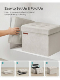 LEDREM Storage Ottoman, Foldable Small Ottoman Foot Rest, 31 X 41 Cm Foot Stool,cream White - thumbnail 8