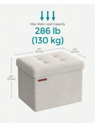 LEDREM Storage Ottoman, Foldable Small Ottoman Foot Rest, 31 X 41 Cm Foot Stool,cream White - thumbnail 9