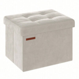 LEDREM Storage Ottoman, Foldable Small Ottoman Foot Rest, 31 X 41 Cm Foot Stool,cream White - thumbnail 4