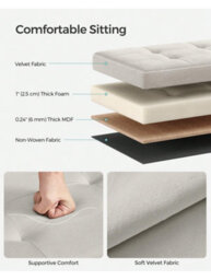 LEDREM Storage Ottoman, Foldable Small Ottoman Foot Rest, 31 X 41 Cm Foot Stool,cream White - thumbnail 3