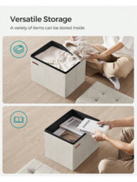 LEDREM Storage Ottoman, Foldable Small Ottoman Foot Rest, 31 X 41 Cm Foot Stool,cream White - thumbnail 7