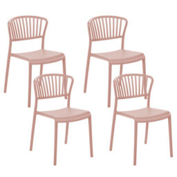 Beliani Set Of 4 Garden Chairs Gela Pastel Pink - thumbnail 1