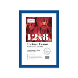 "12X8"" Blue Frame With Mount For 10X6"" Pictures 20mm Slim Edge Portrait And Landscape Display With Wall Hooks And Kickstand" - thumbnail 1