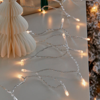 120 Warm White Led String Lights With Timer Function Clear Cable - image 1