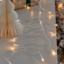 120 Warm White Led String Lights With Timer Function Clear Cable - thumbnail 1