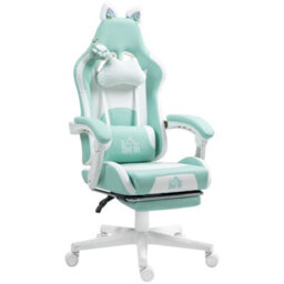 Homcom Gaming Chair With Footrest, Reclining Computer Chair, Light Blue - thumbnail 2