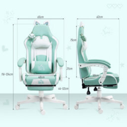 Homcom Gaming Chair With Footrest, Reclining Computer Chair, Light Blue - thumbnail 3