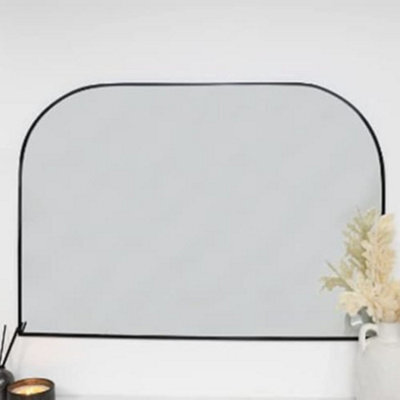 Deenz Black Arch Over Mantle Mirror Ready To Hang, Ideal For Shelves And Bedroom Units, Sleek Minimalist Design.