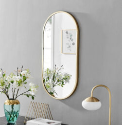 Furniturebox Jupiter 80Cm X 40Cm Art Deco Gold Metal Frame Oval Hallway Bedroom Dining And Living Room Wall Mirror - thumbnail 2