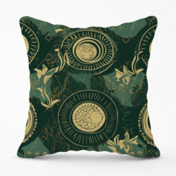 Warren Reed Designer Abstract Green Gold Moon Pattern Cushions 60Cm X 60Cm - thumbnail 1
